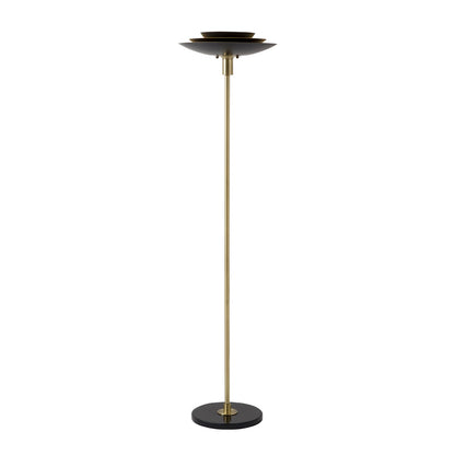 Nova California Rancho Mirage 22in Torchiere Floor Lamp | Mid-Century Matte Black and Gold-Leaf Steel | Living Room & Bedroom | Model 1510824WB
