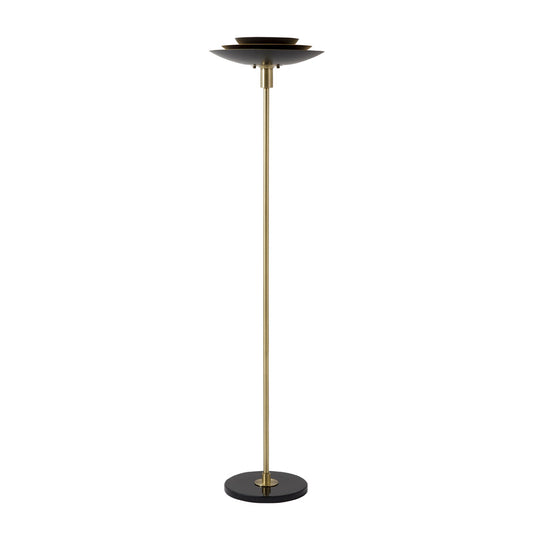 Nova California Rancho Mirage 22in Torchiere Floor Lamp | Mid-Century Matte Black and Gold-Leaf Steel | Living Room & Bedroom | Model 1510824WB