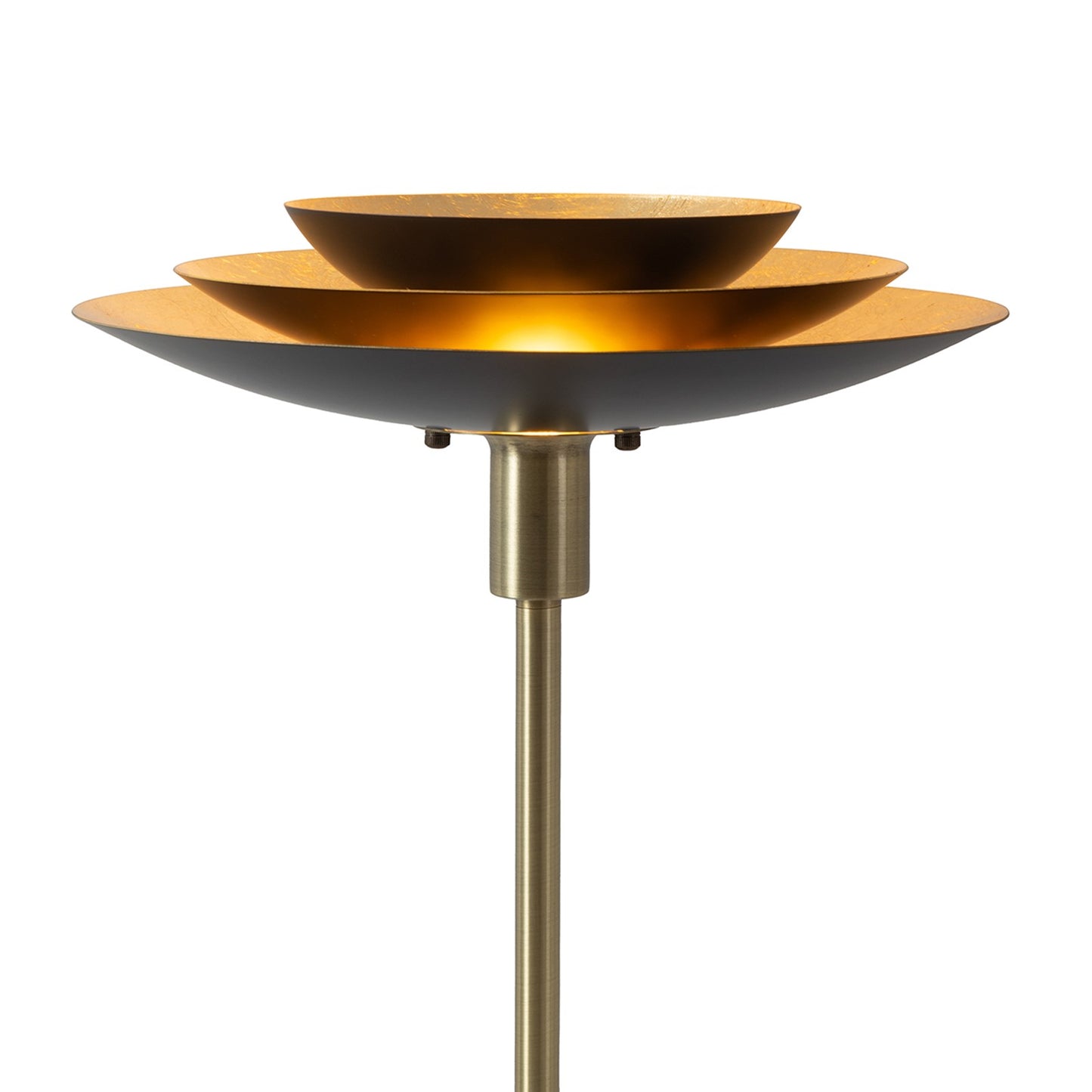 Nova California Rancho Mirage 22in Torchiere Floor Lamp | Mid-Century Matte Black and Gold-Leaf Steel | Living Room & Bedroom | Model 1510824WB