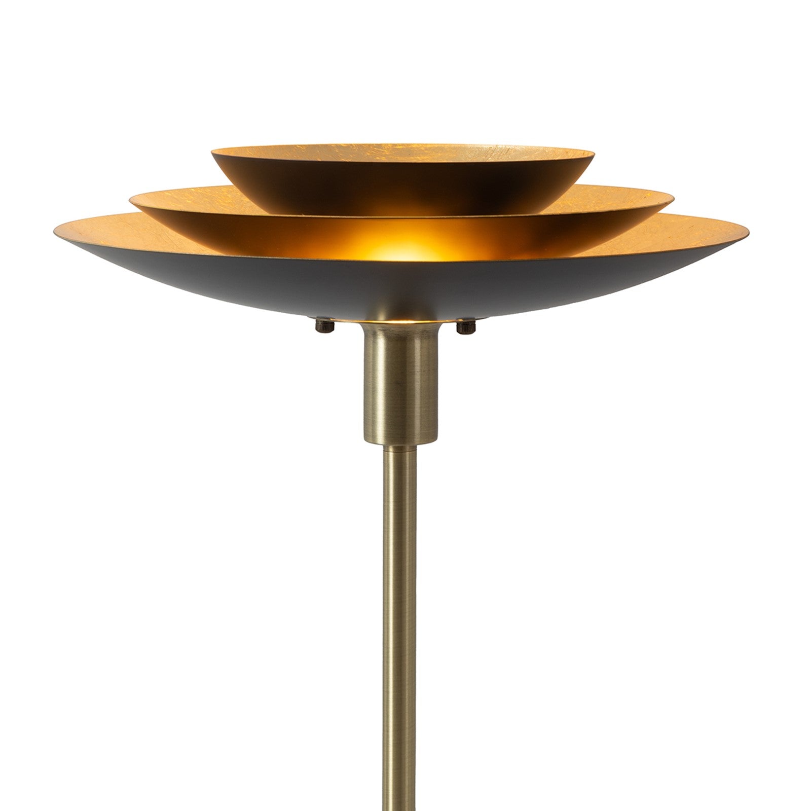 Nova California Rancho Mirage 22in Torchiere Floor Lamp | Mid-Century Matte Black and Gold-Leaf Steel | Living Room & Bedroom | Model 1510824WB
