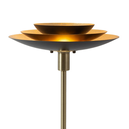Nova California Rancho Mirage 22in Torchiere Floor Lamp | Mid-Century Matte Black and Gold-Leaf Steel | Living Room & Bedroom | Model 1510824WB