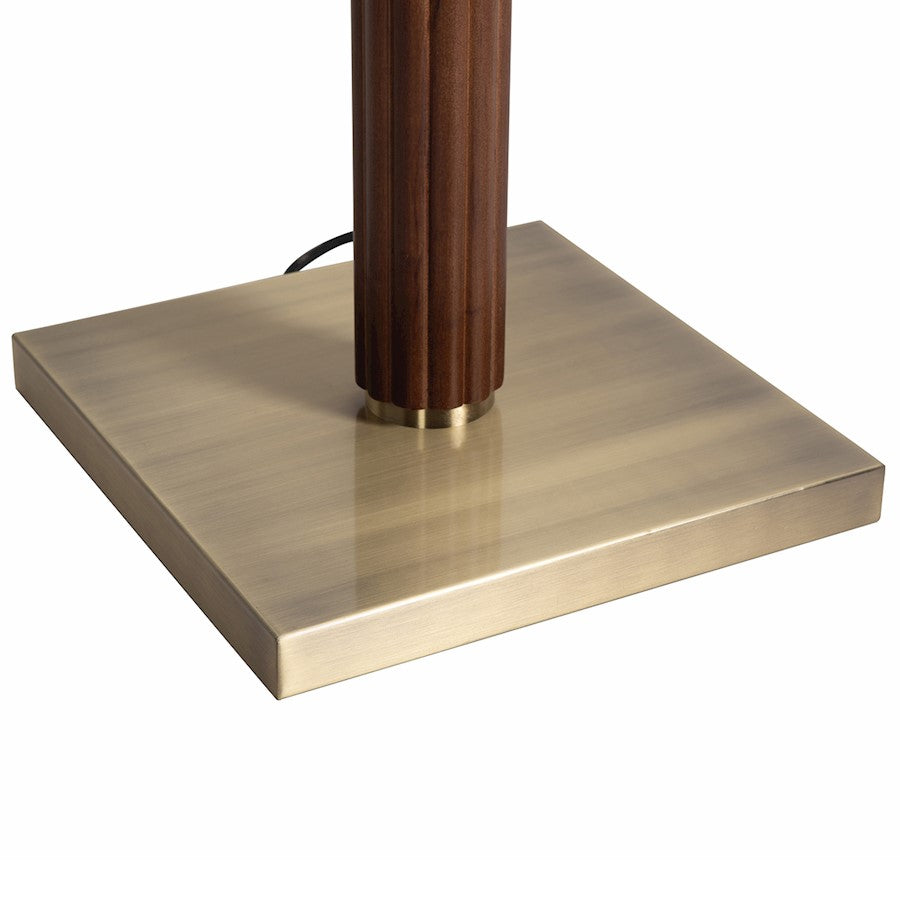 Nova California Tambo 1 Light Torchiere, Walnut/Brass/Opal Glass