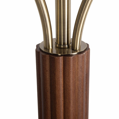 Nova California Tambo 1 Light Torchiere, Walnut/Brass/Opal Glass