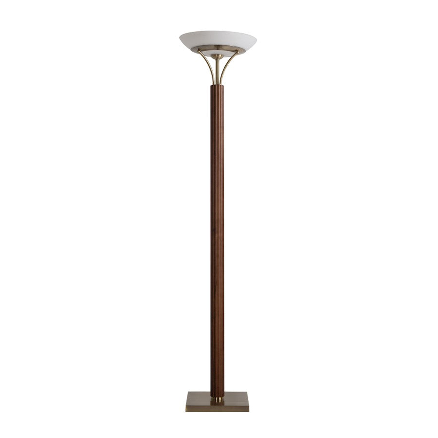 Nova California Tambo 72in Torchiere Floor Lamp | Mid-Century Dark Walnut Wood and Weathered Brass with Opal Glass | Living Room & | Model 1510832DB