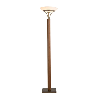 Nova California Tambo 1 Light Torchiere, Ash Wood/Brass/Opal Glass - 1510832LW