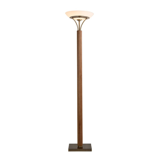 Nova California Tambo 1 Light Torchiere, Ash Wood/Brass/Opal Glass - 1510832LW