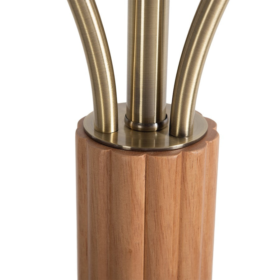 Nova California Tambo 1 Light Torchiere, Ash Wood/Brass/Opal Glass