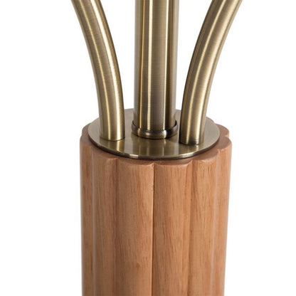 Nova California Tambo 72in 1-Light Torchiere Floor Lamp | Mid-Century Natural Ash Wood and Weathered Brass Opal Glass | Living Room | Model 1510832LW