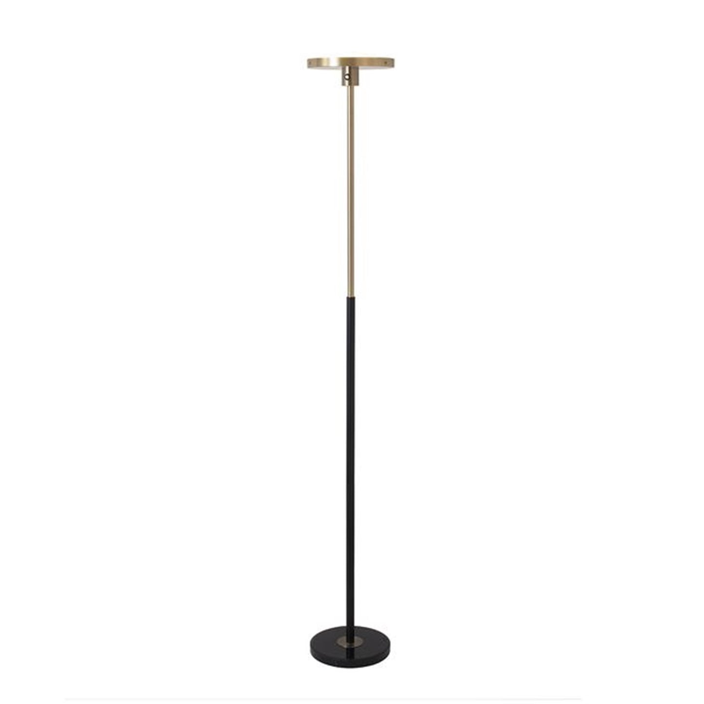 Nova California Redondo 10in 1-Light Torchiere Floor Lamp | Mid-Century Modern Matte Black and Weathered Brass Black Marble | Model 1517740MB