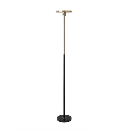 Nova California Redondo 10in 1-Light Torchiere Floor Lamp | Mid-Century Modern Matte Black and Weathered Brass Black Marble | Model 1517740MB