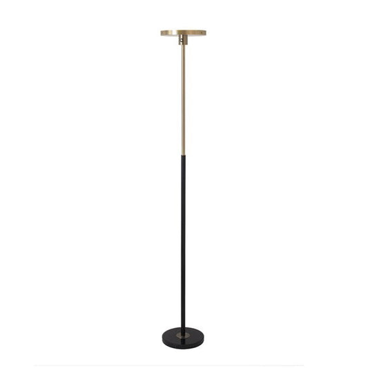 Nova California Redondo 10in 1-Light Torchiere Floor Lamp | Mid-Century Modern Matte Black and Weathered Brass Black Marble | Model 1517740MB