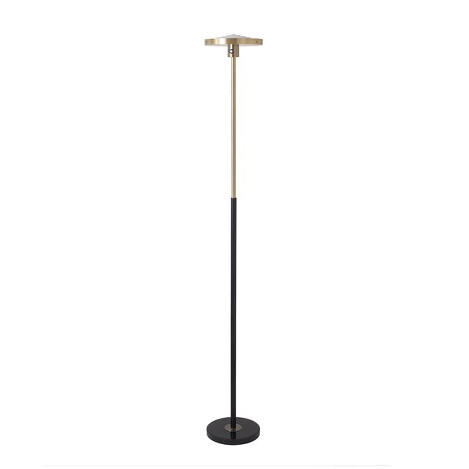 Nova California Redondo 10in 1-Light Torchiere Floor Lamp | Mid-Century Modern Matte Black and Weathered Brass Black Marble | Model 1517740MB