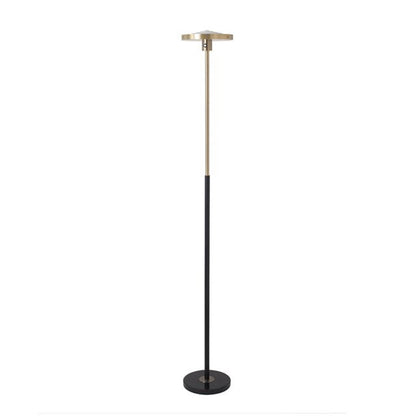 Nova California Redondo 10in 1-Light Torchiere Floor Lamp | Mid-Century Modern Matte Black and Weathered Brass Black Marble | Model 1517740MB