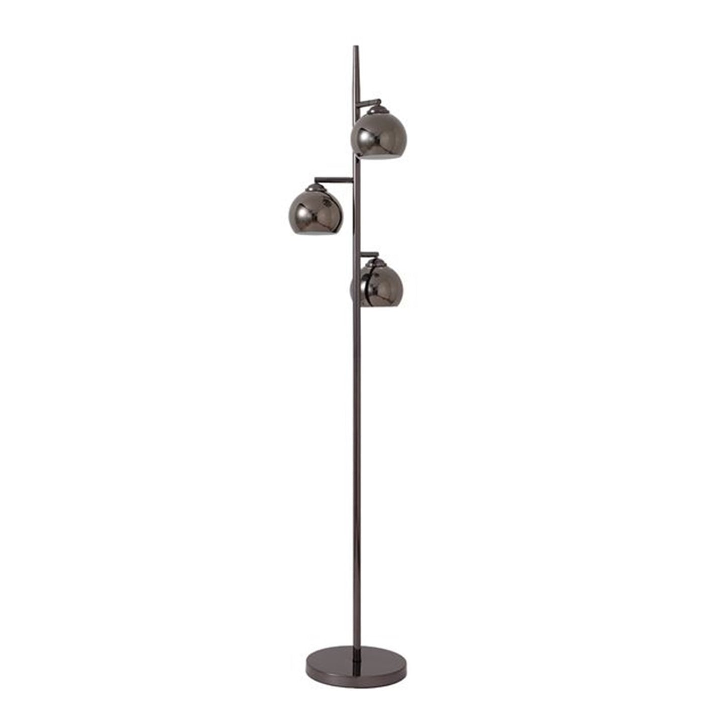 Nova California Triplet 61in 3-Light Tree Floor Lamp | Mid-Century Modern Black Nickel Steel and Black Marble Base | Living Room & | Model 1610800BN