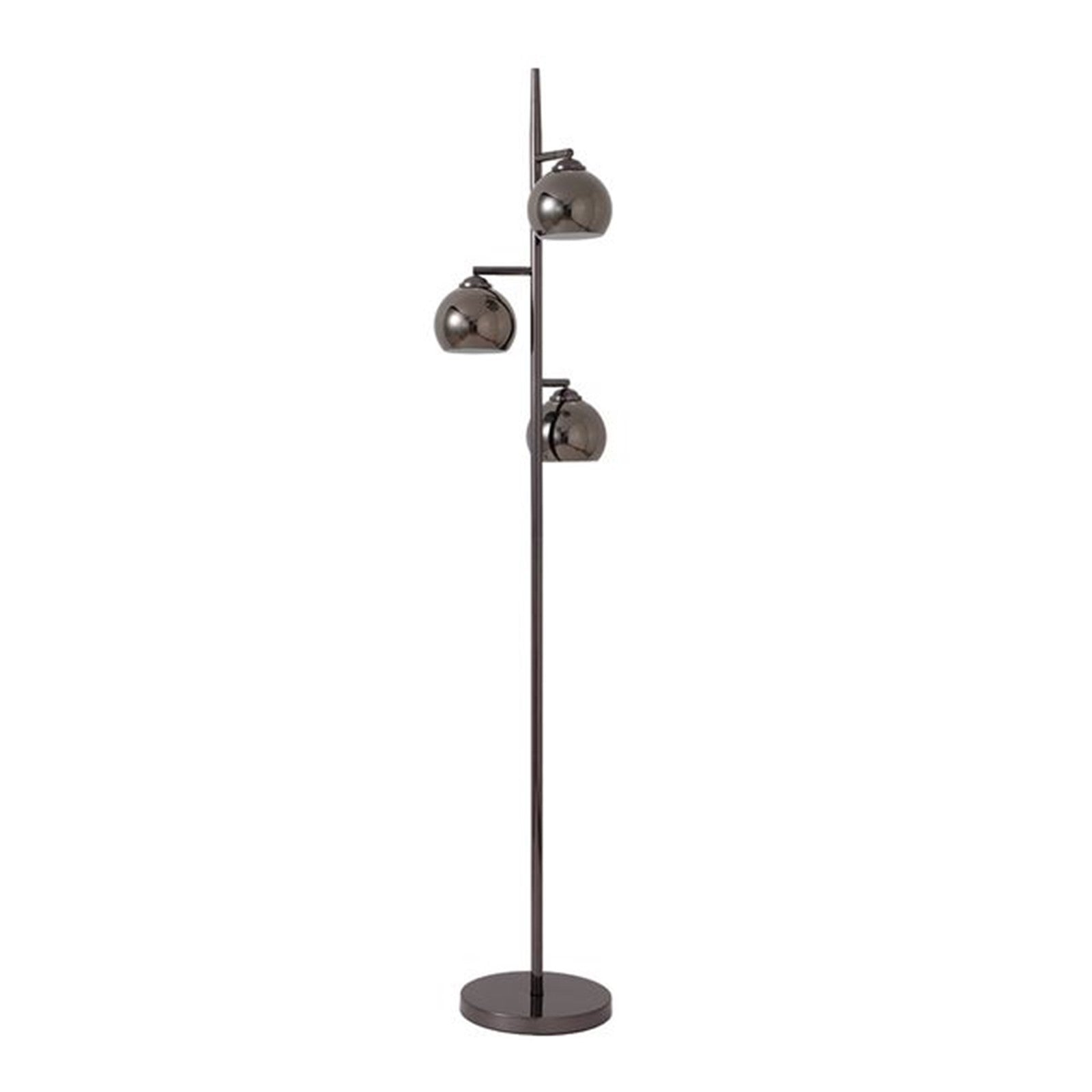 Nova California Triplet 61in 3-Light Tree Floor Lamp | Mid-Century Modern Black Nickel Steel and Black Marble Base | Living Room & | Model 1610800BN