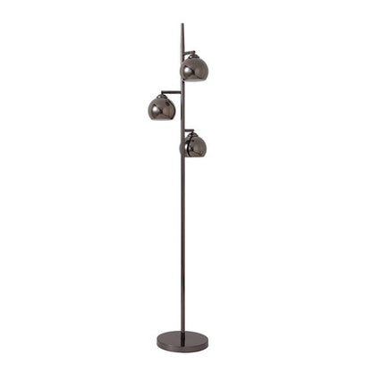 Nova California Triplet 61in 3-Light Tree Floor Lamp | Mid-Century Modern Black Nickel Steel and Black Marble Base | Living Room & | Model 1610800BN