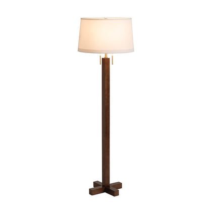 Nova California Swiss Cross 19in 1-Light Floor Lamp | Mid-Century Modern Dark Walnut and Weathered Brass | Living Room & Bedroom | Model 2010250DW