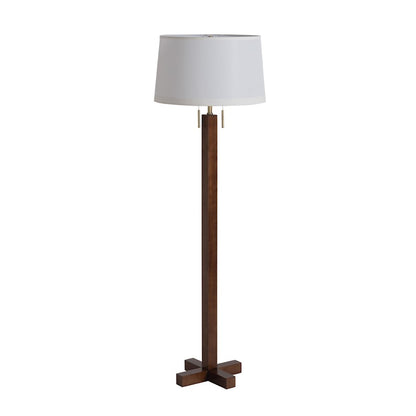 Nova California Swiss Cross 19in 1-Light Floor Lamp | Mid-Century Modern Dark Walnut and Weathered Brass | Living Room & Bedroom | Model 2010250DW
