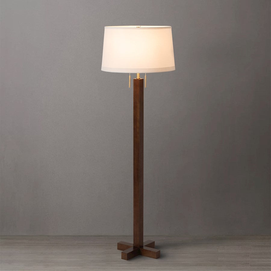 Nova California Swiss Cross 19in 1-Light Floor Lamp | Mid-Century Modern Dark Walnut and Weathered Brass | Living Room & Bedroom | Model 2010250DW