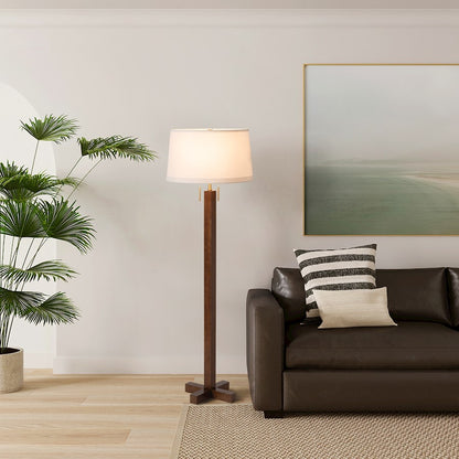 Nova California Swiss Cross 19in 1-Light Floor Lamp | Mid-Century Modern Dark Walnut and Weathered Brass | Living Room & Bedroom | Model 2010250DW