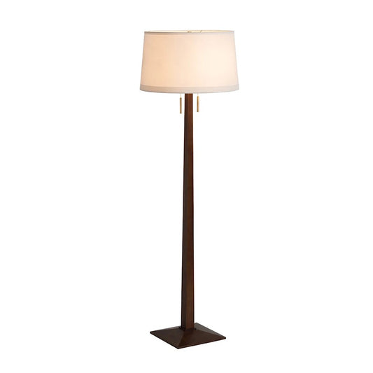 Nova California Taper 61in 1-Light Floor Lamp | Mid-Century Modern Dark Walnut and White Linen | Living Room & Bedroom | Model 2010251DW