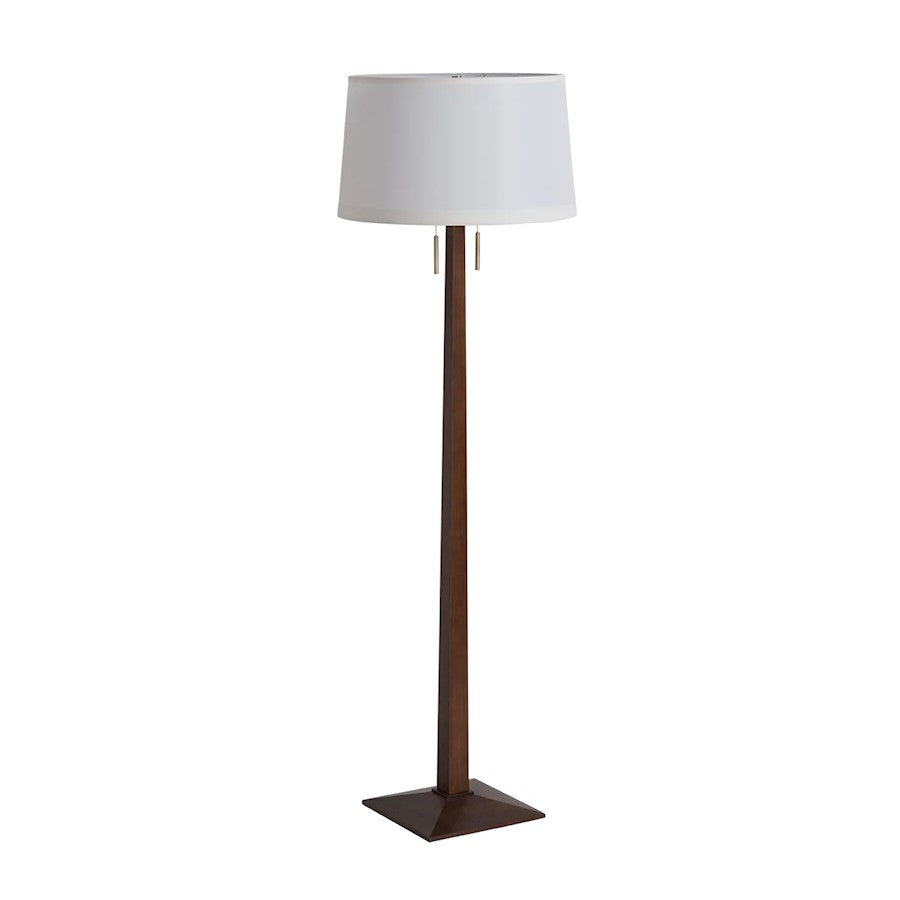 Nova California Taper 61in 1-Light Floor Lamp | Mid-Century Modern Dark Walnut and White Linen | Living Room & Bedroom | Model 2010251DW
