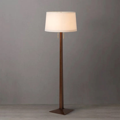 Nova California Taper 1 Light Floor Lamp, Walnut Wood/Brass/White