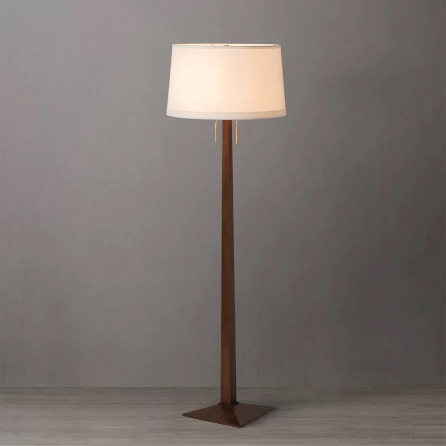 Nova California Taper 61in 1-Light Floor Lamp | Mid-Century Modern Dark Walnut and White Linen | Living Room & Bedroom | Model 2010251DW