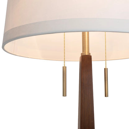 Nova California Taper 61in 1-Light Floor Lamp | Mid-Century Modern Dark Walnut and White Linen | Living Room & Bedroom | Model 2010251DW