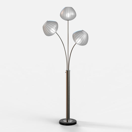 Nova California Bloom 61in 3-Light Arc Floor Lamp | Mid-Century Modern Black Nickel and White Satin | Living Room & Lounge Ambient | Model 2010799BN