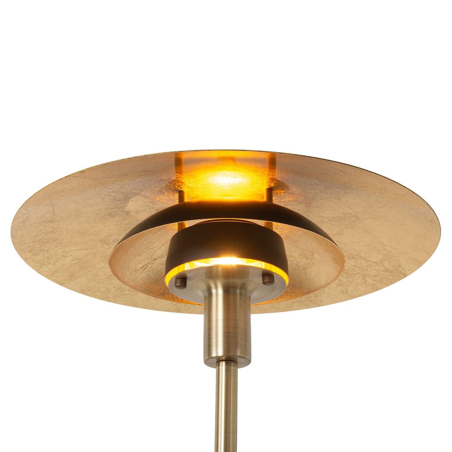 Nova California Rancho Mirage 61in Floor Lamp | Mid-Century Modern Weathered Brass and Matte Black Steel with Gold-Leaf Shade | Model 2010824WB