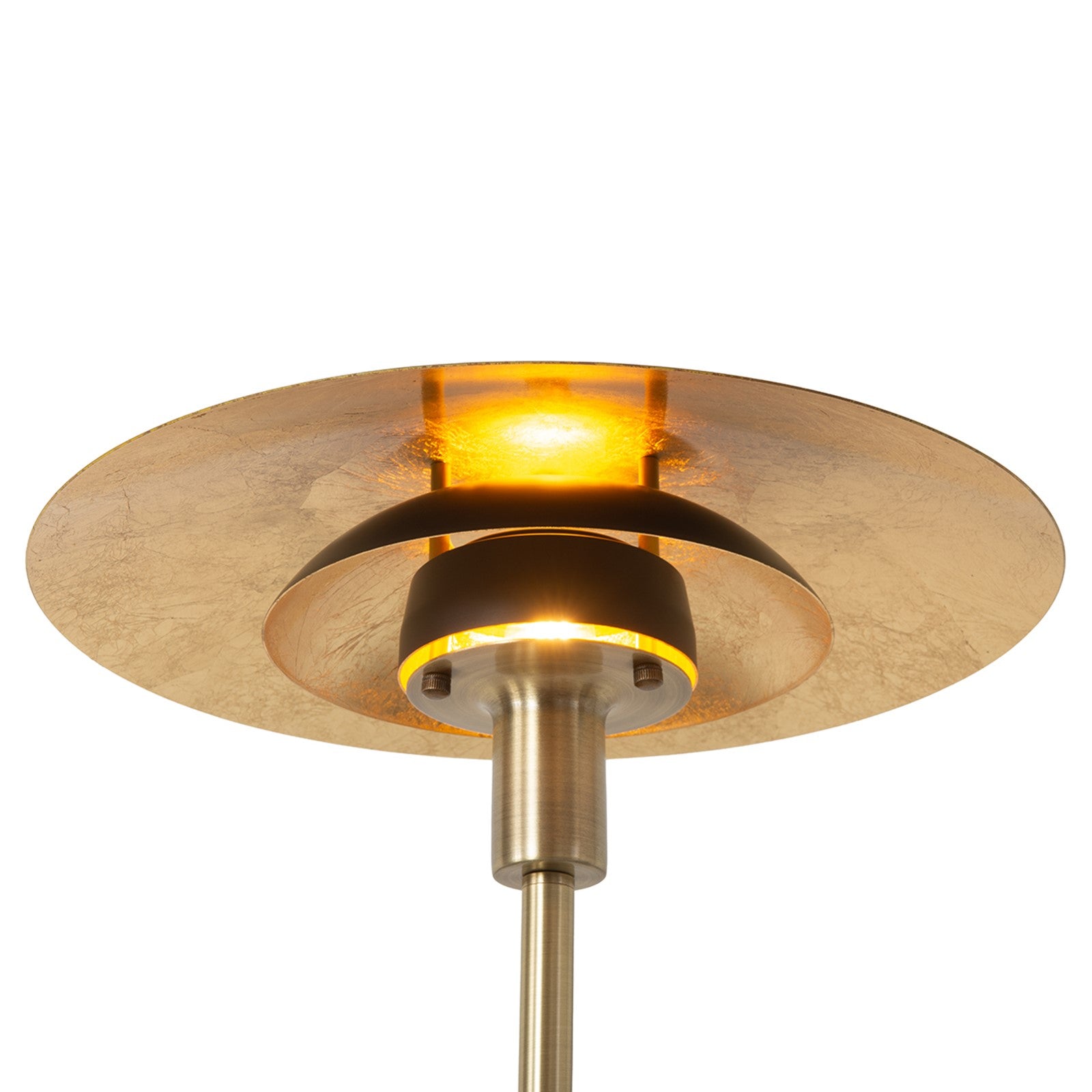 Nova California Rancho Mirage 61in Floor Lamp | Mid-Century Modern Weathered Brass and Matte Black Steel with Gold-Leaf Shade | Model 2010824WB