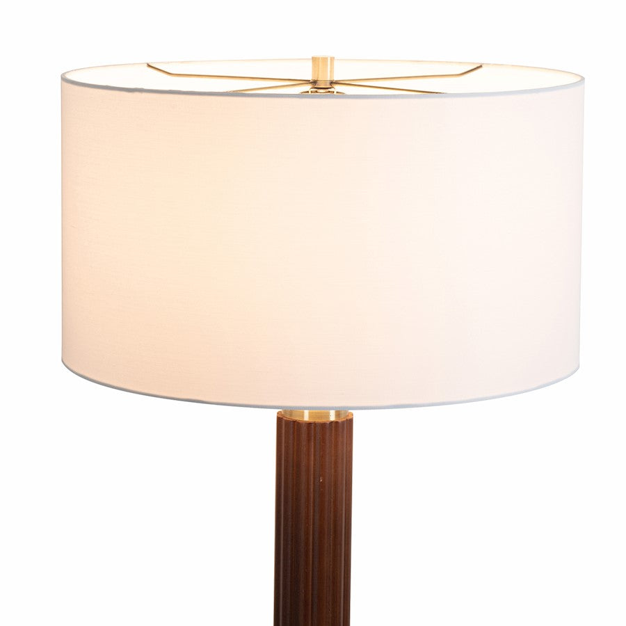 Nova California Tambo 1 Light Floor Lamp, Walnut Wood/Brass/White