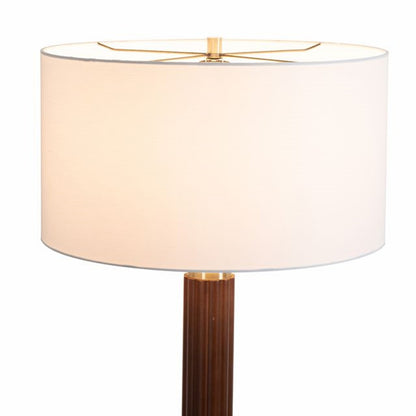 Nova California Tambo 62in 1-Light Floor Lamp | Dark Walnut Wood and Weathered Brass with White Linen Shade | Living Room & Bedroom | Model 2010832DW