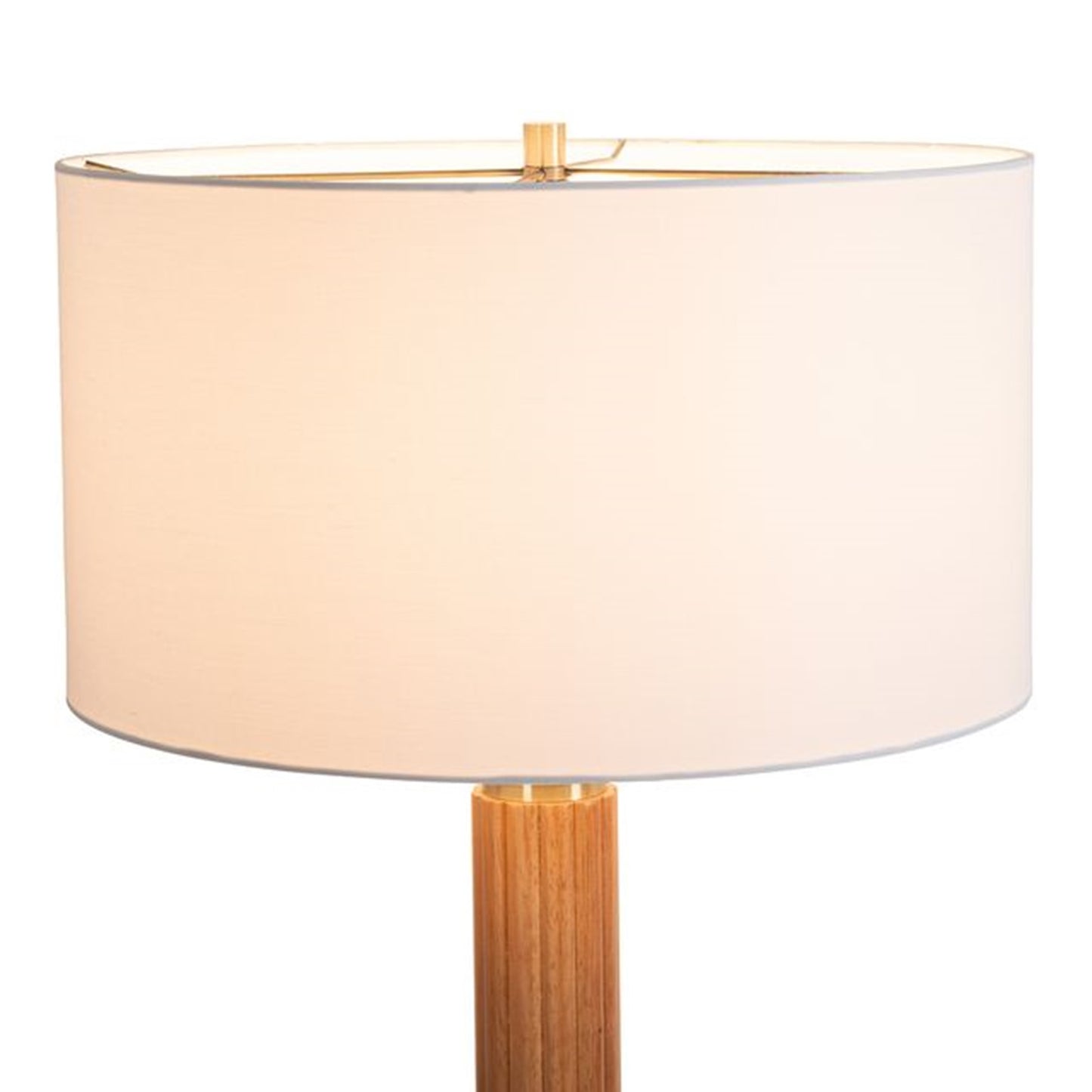 Nova California Tambo 62in 1-Light Floor Lamp | Mid-Century Modern Natural Ash Wood and Weathered Brass with White Linen Shade | Model 2010832LW