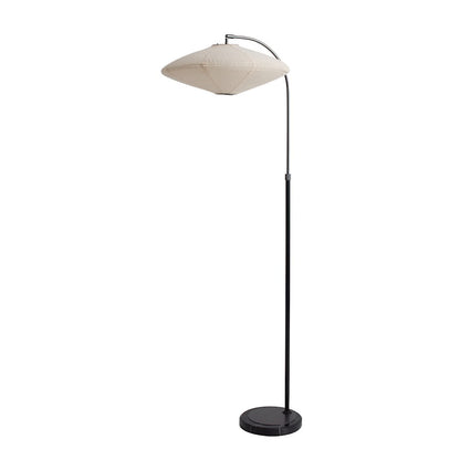 Nova California Roswell 62in 1-Light Floor Lamp | Mid-Century Modern Matte Black and White Linen Orb Shade | Living Room & Bedroom | Model 2010833MB