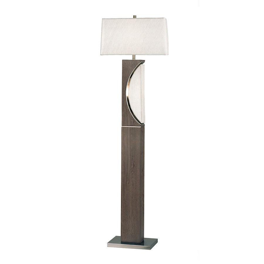 Nova California Half Moon 63in Floor Lamp | Transitional Charcoal and Brushed Nickel with Linen Shade | Living Room & Bedroom | Model 2010942