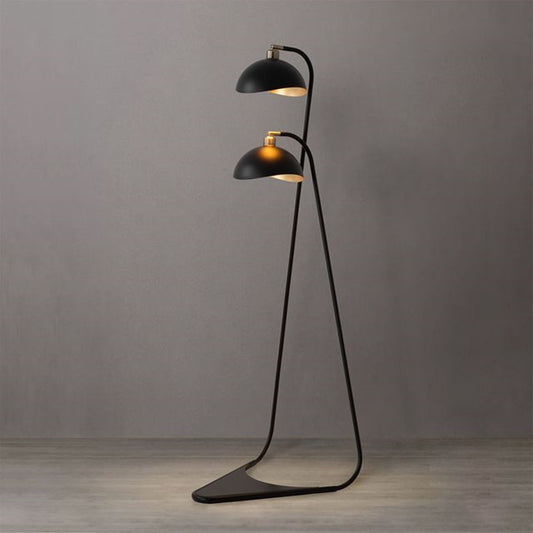 Nova California Luna Bella 60in 2-Light Floor Lamp | Mid-Century Modern Matte Black and Gold Leaf Metal Shade | Living Room & | Model 2011018WB