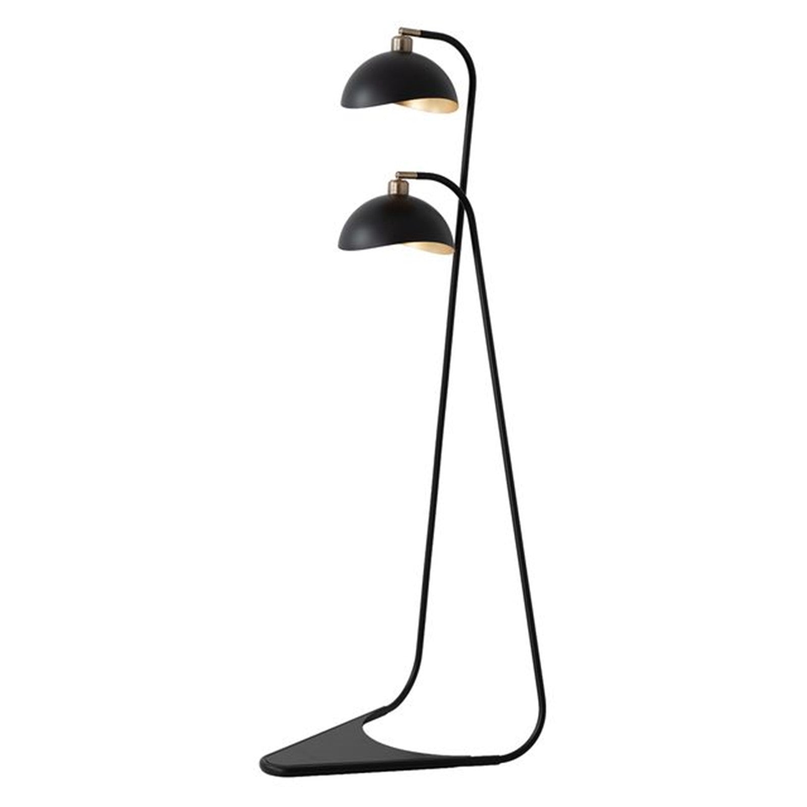 Nova California Luna Bella 60in 2-Light Floor Lamp | Mid-Century Modern Matte Black and Gold Leaf Metal Shade | Living Room & | Model 2011018WB
