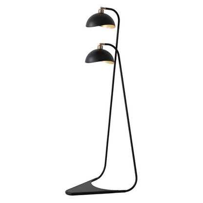 Nova California Luna Bella 60in 2-Light Floor Lamp | Mid-Century Modern Matte Black and Gold Leaf Metal Shade | Living Room & | Model 2011018WB