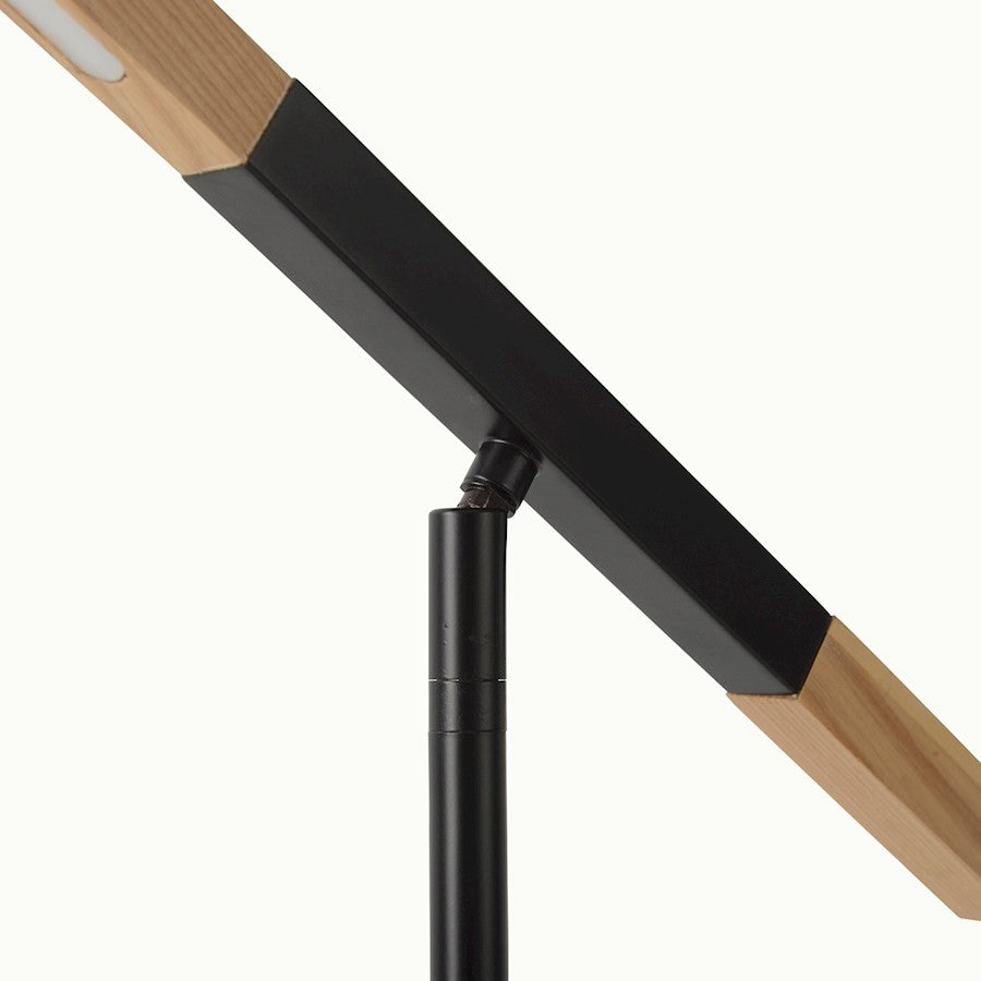 Nova California Port 17in 1-Light Floor Lamp | Contemporary Matte Black and Natural Wood | Living Room & Reading Nook | Model 2011572MB