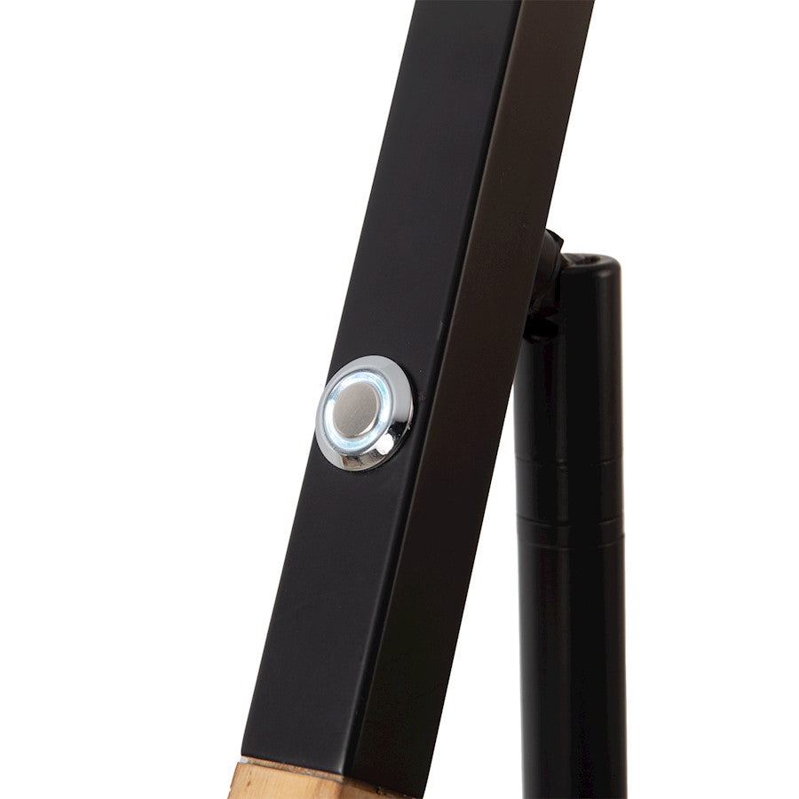 Nova California Port 17in 1-Light Floor Lamp | Contemporary Matte Black and Natural Wood | Living Room & Reading Nook | Model 2011572MB
