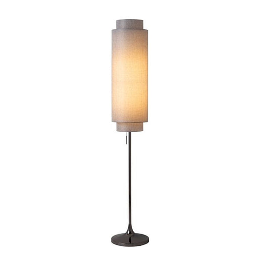 Nova California Lollipop 61in 1-Light Floor Lamp | Mid-Century Modern Black Nickel and Cashmere Gray Linen | Bedroom & Living Room | Model 2011802BN