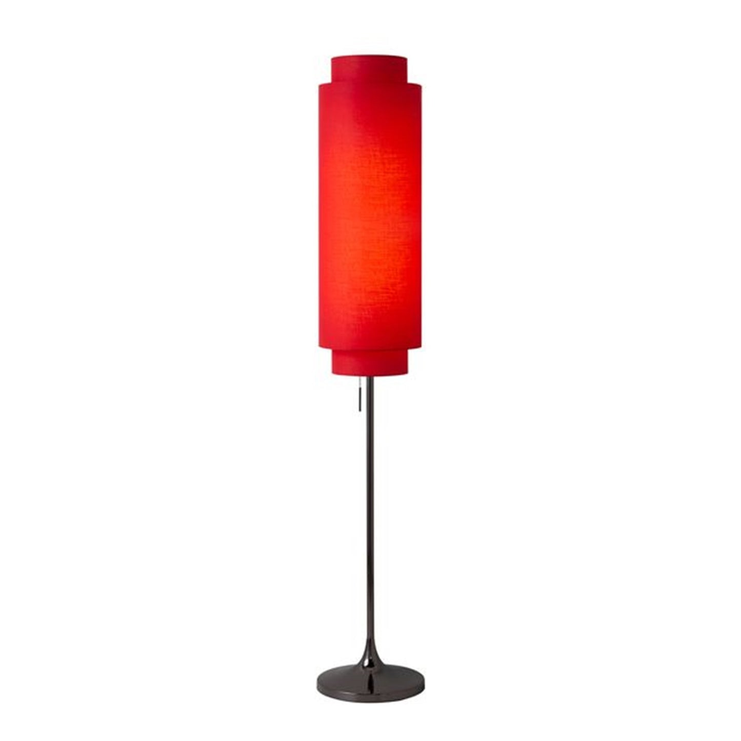 Nova California Lollipop 61in 1-Light Floor Lamp | Mid-Century Modern Black Nickel and Crimson Red Linen | Bedroom & Living Room | Model 2011803BN