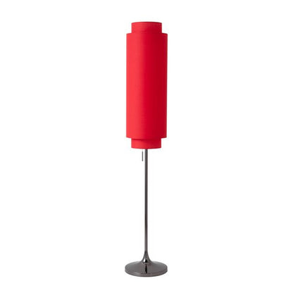 Nova California Lollipop 61in 1-Light Floor Lamp | Mid-Century Modern Black Nickel and Crimson Red Linen | Bedroom & Living Room | Model 2011803BN