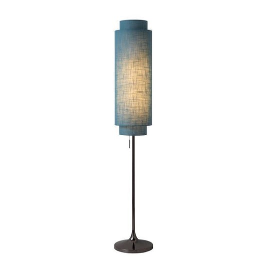 Nova California Lollipop 61in 1-Light Floor Lamp | Mid-Century Modern Black Nickel and Sky Blue Linen | Bedroom & Living Room | Model 2011805BN