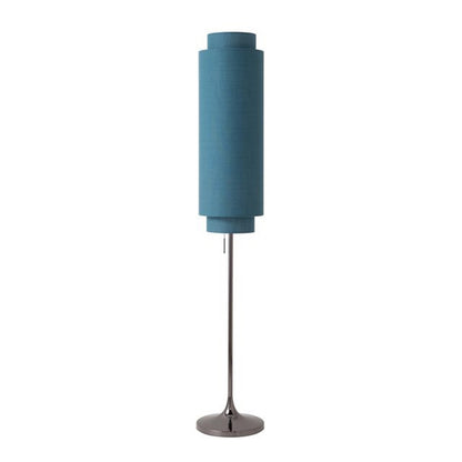 Nova California Lollipop 61in 1-Light Floor Lamp | Mid-Century Modern Black Nickel and Sky Blue Linen | Bedroom & Living Room | Model 2011805BN