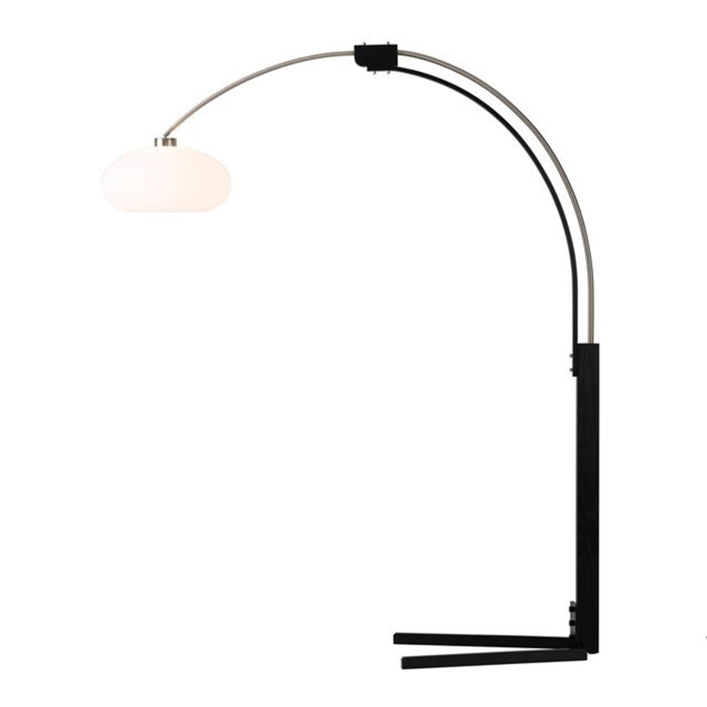 Nova California Morelli 85in Arc Floor Lamp | Mid-Century Modern Satin Nickel and Matte Black with White Lucite | Living Room & | Model 2012201SN
