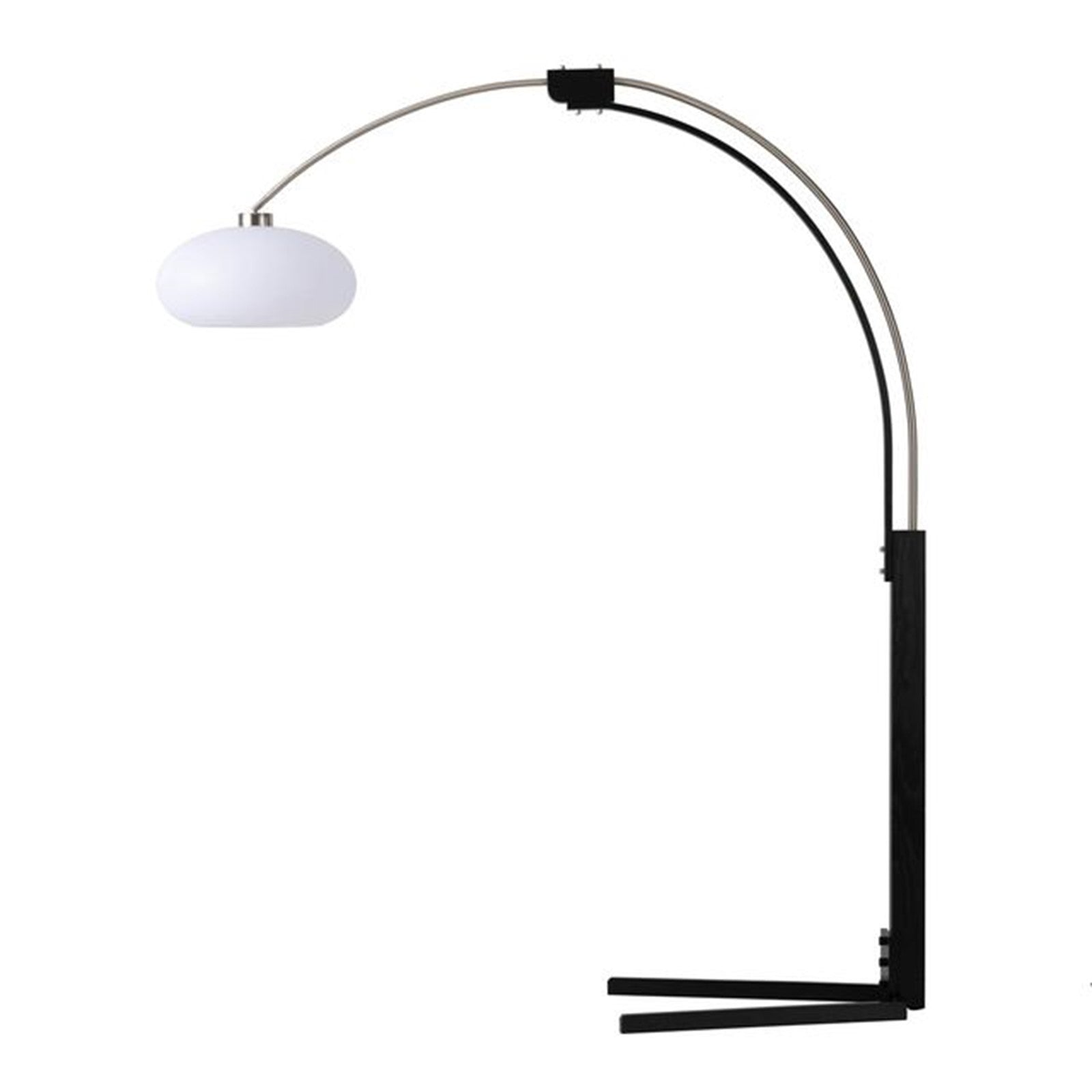 Nova California Morelli 85in Arc Floor Lamp | Mid-Century Modern Satin Nickel and Matte Black with White Lucite | Living Room & | Model 2012201SN