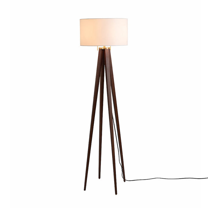 Nova California Quattro 1 Light Floor Lamp, Walnut Wood/Brass/White - 20859DW